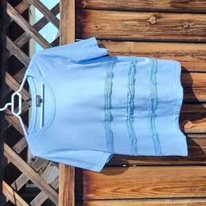 ⭐️Lord and Taylor Blue Top with Lace embroidery